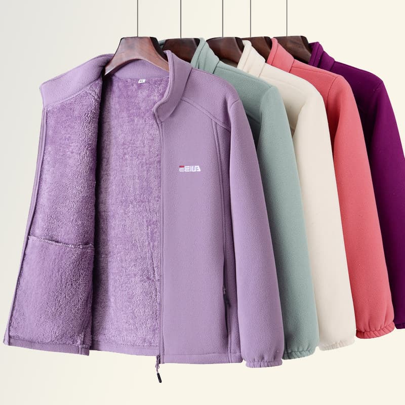 Women's Fleece-Lined Thickened Polar Fleece Jacket, Spring/Autumn/Winter Outdoor Wear, Windproof Warm Stand-Up Collar Inner Vest, Sports Casual