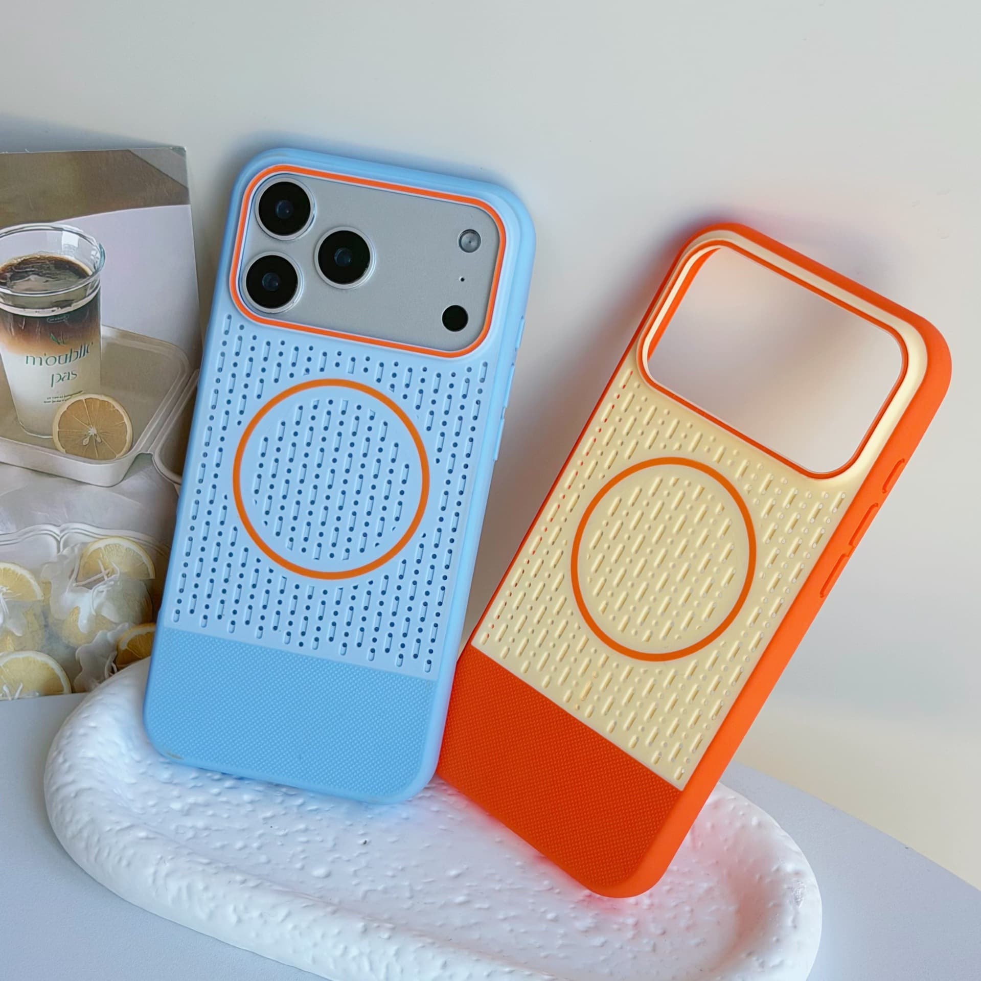 Compatible with iPhone 18 Pro Max Heat Dissipation Breathable Magnetic Phone Case for Apple 17 Contrast Color Frosted Full Coverage Protective Cover