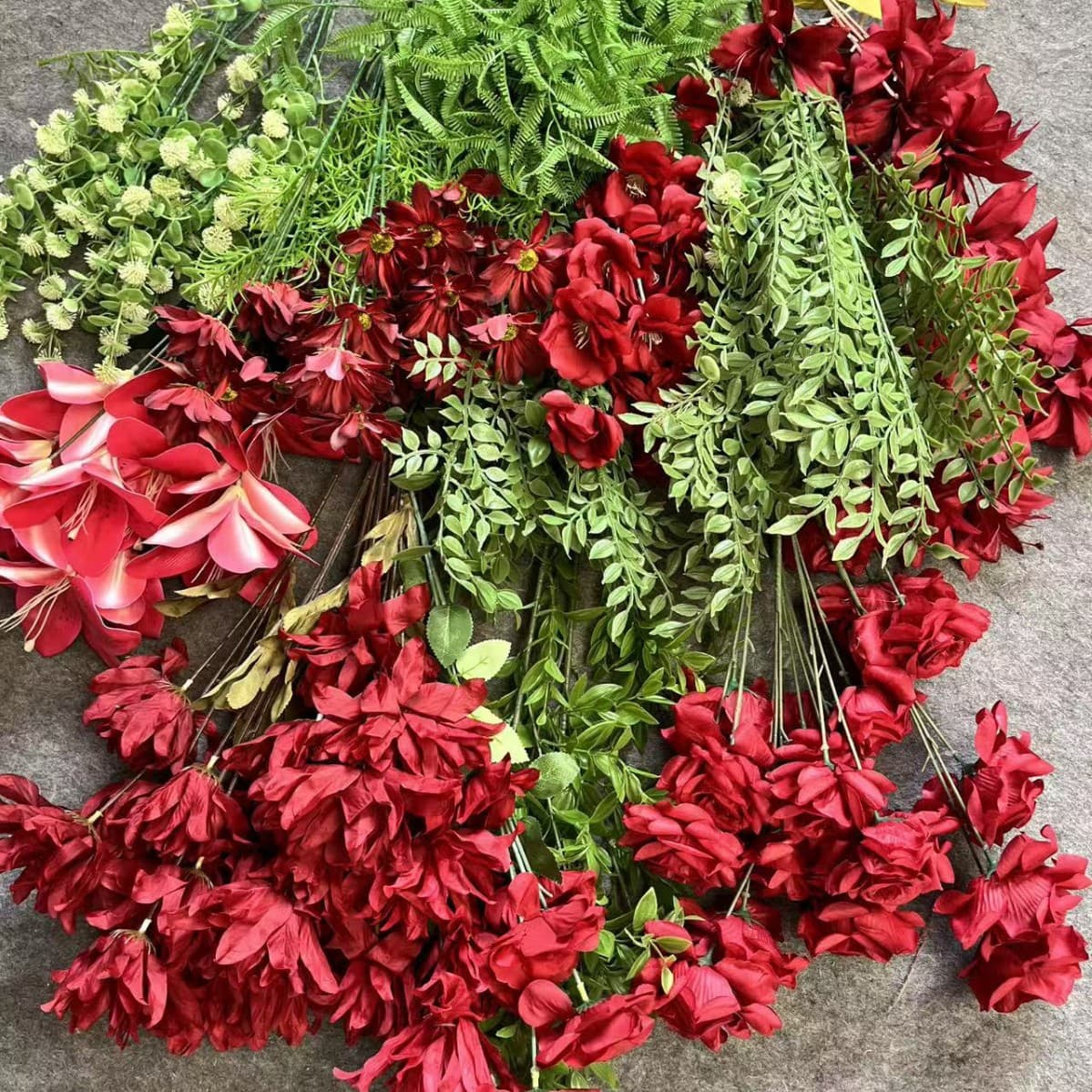 Artificial Greenery Wedding Green Flower Material Locust Leaf Decoration Red Artificial Flower Leaf Wedding Hall Decoration