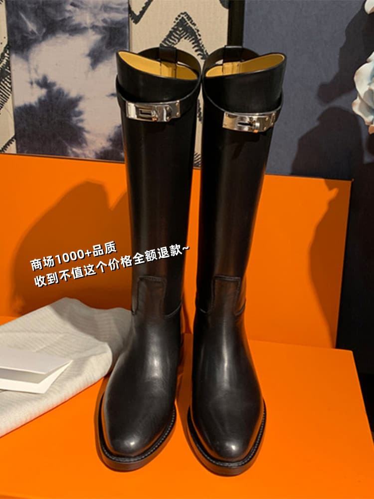 2025 New Autumn Winter Genuine Leather Plus Size Wide Calf Fleece-Lined Riding Boots Women's Tall Boots