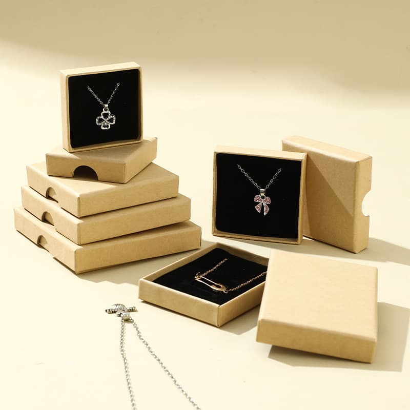 In-Stock Cross-Border Jewelry Box 1.6cm Lid and Base Necklace Stud Earring Jewelry Box Ring Earring Packaging Box