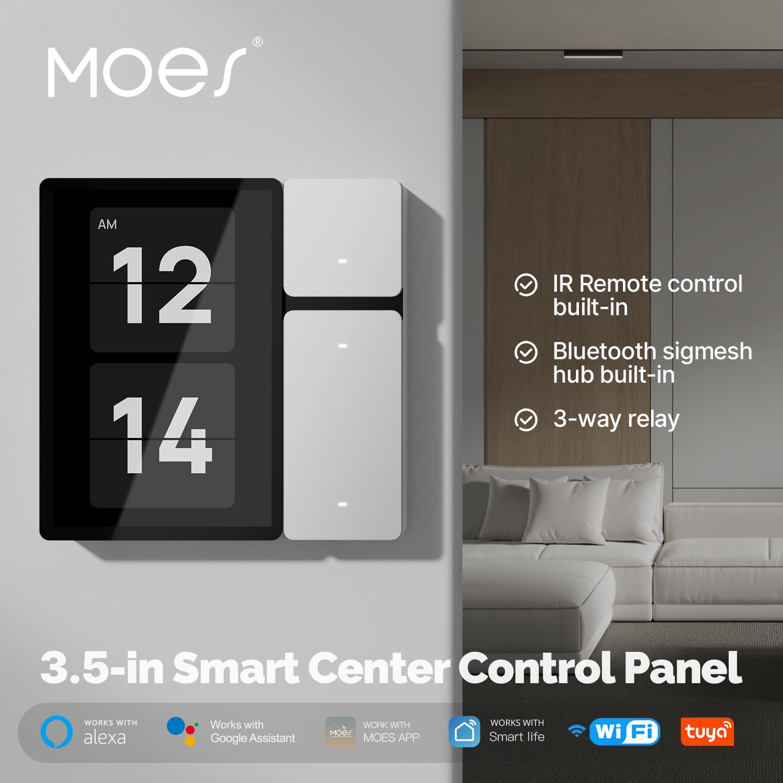 Entry Level Mini Smart Home Control Screen Graffiti Intelligent 3.5 Inch Infrared Remote Control 3 Way Button Switch