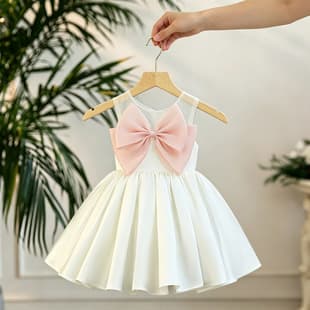 Girls White Dress Summer Baby 1st Birthday Princess Dress Children's Day Performance Dress