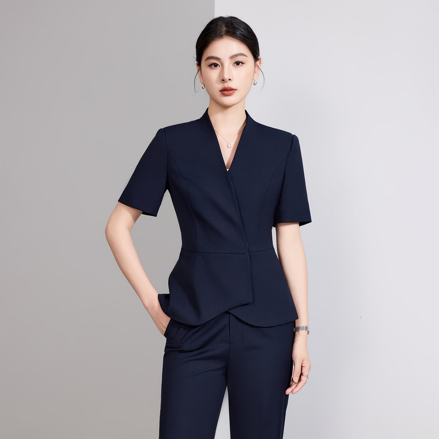 High-End Professional Uniform Set for Beauty Salon, Hotel, Dental Clinic Reception, and Jewelry Store Female Staff