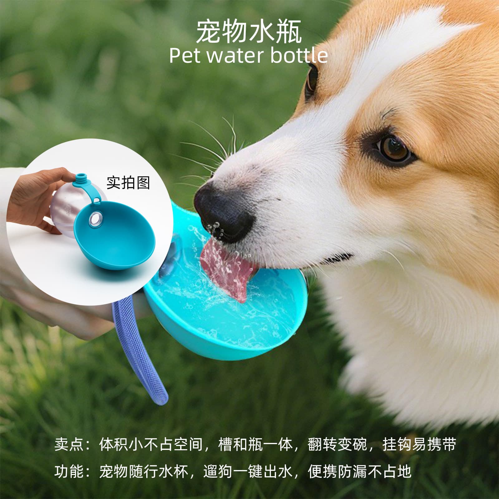 Cross-border Pet water bottle kettle silicone pet supplies water cup outdoor cat and dog drinking fountain