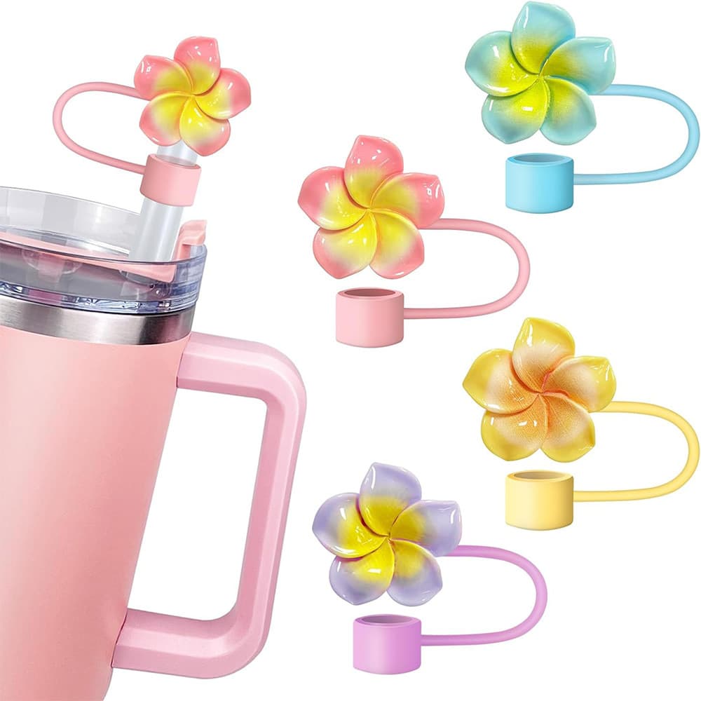 2024 Amazon Straw Lid Hibiscus 10mm Straw Topper Stanley Cup Accessory Straw Dust Plug