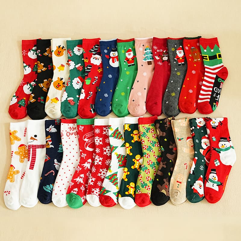 Autumn/Winter Cartoon Christmas Stockings, Reindeer Mid-Calf Style Christmas Stockings, Women's Christmas Stockings, Cross-Border Foreign Trade