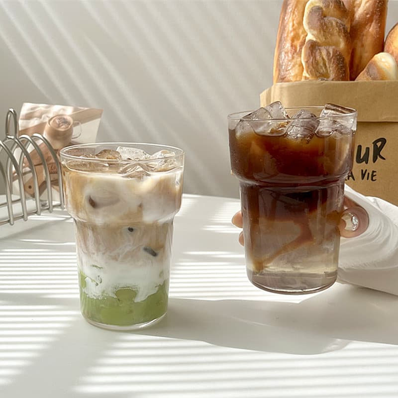 High Borosilicate Glass Bamboo Knot Cup Iced Americano Latte Coffee Cup Heat-Resistant Water Cup Beverage Cup Single-Layer Cup