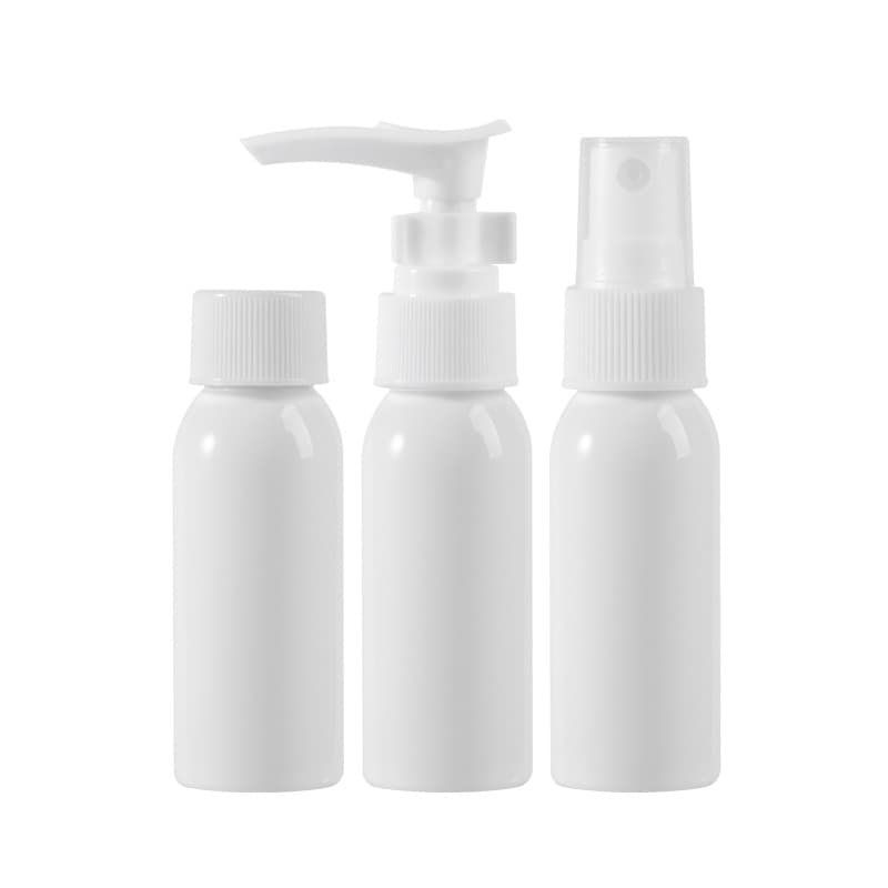 Factory direct stock of 30ml plastic bottles (white and black) for dispensing disinfectant lotion/spray, screw cap, and portable.