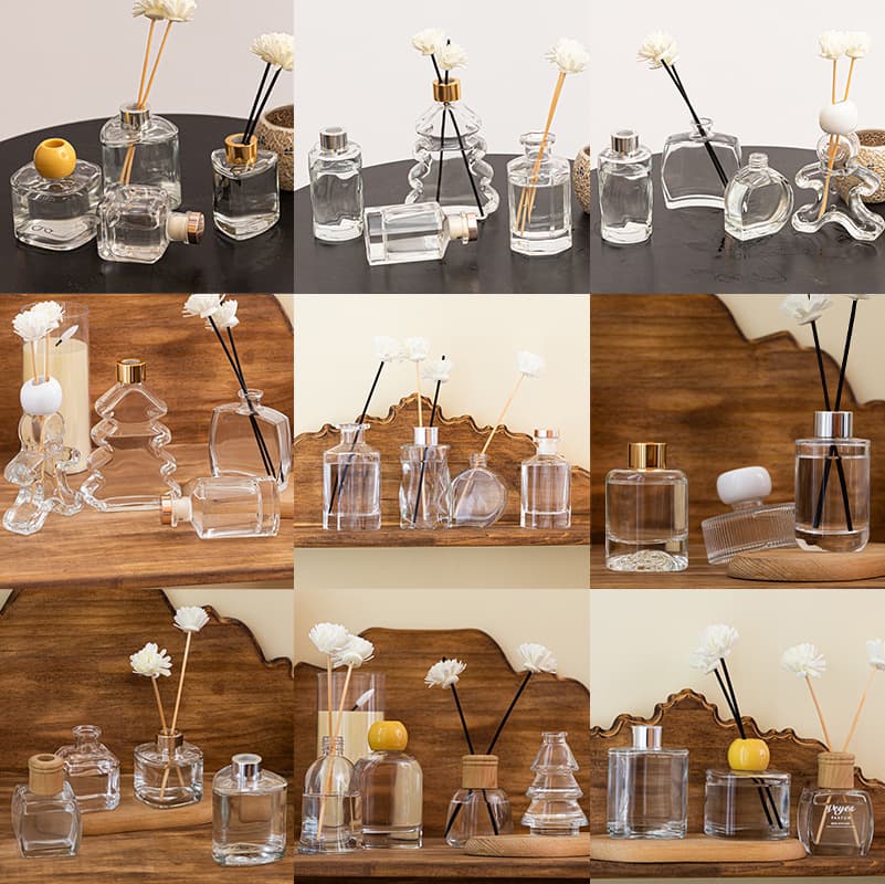Wholesale transparent glass aromatherapy bottle fireless aromatherapy glass bottle indoor fragrance diffuser empty bottle glass refill bottle