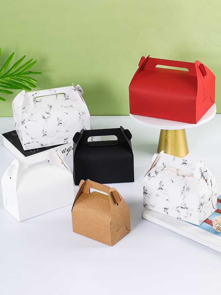 Portable Mousse Cake Pastry Box Disposable Bakery Bread Food Takeout Box Dessert Pastry Box Packaging Box