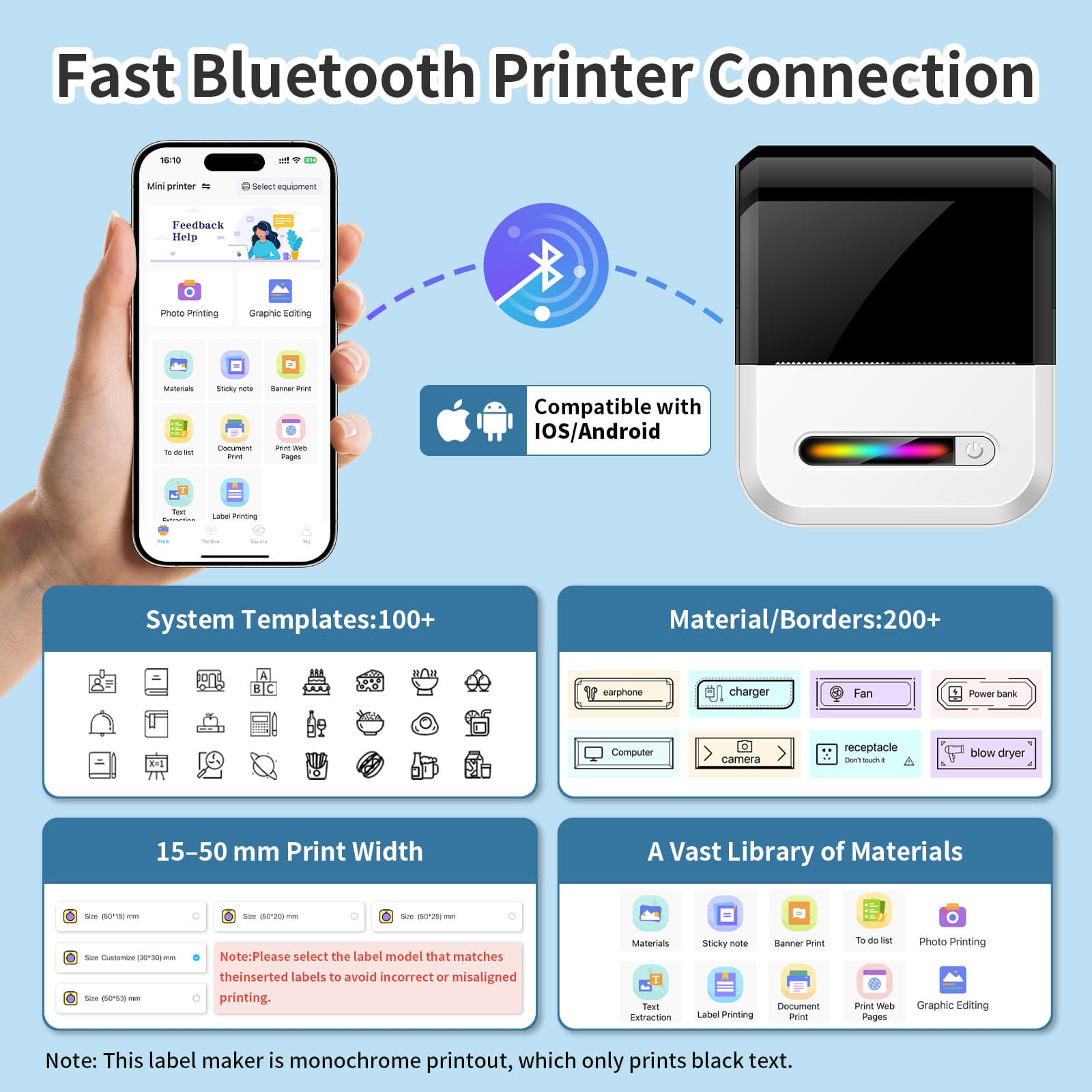 New product hot model U1 multifunctional label machine picture photo text printer student wrong question copy learning machine supplier