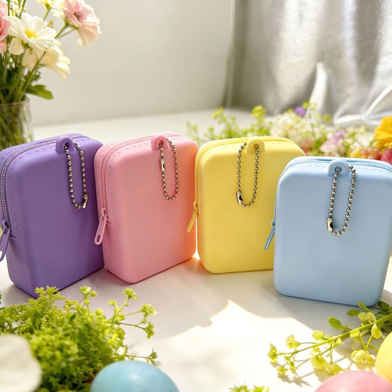 Factory direct sales silicone coin purse portable storage lipstick car keys headphones small sundries storage bag coin purse customized