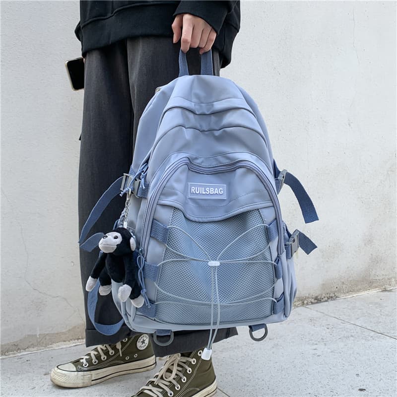 New personalized trendy cross rope schoolbag for women, college student Korean style versatile backpack ins college style backpack for men