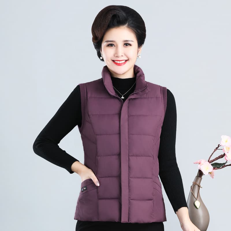 Quilted Cotton Vest for Women Short Style, Elderly Plus-Size Warm Sleeveless Jacket, Grandma Home or Outdoor Wear Small Vest Coat