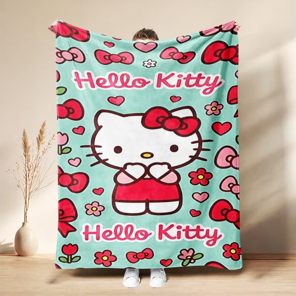 Cross-border cartoon animation Hello Kitty flannel blanket, home office, cute Hello Kitty nap blanket
