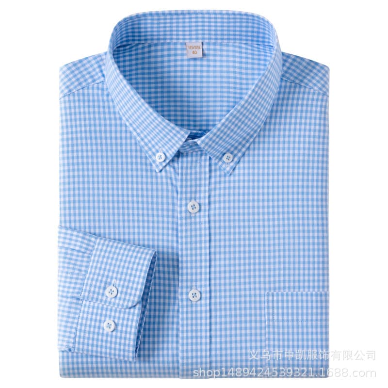 2026 New 100 Cotton Xinjiang Long Staple Cotton Washed Oxford Spun Long Sleeve Shirt Men's Casual Shirt Plaid Pure