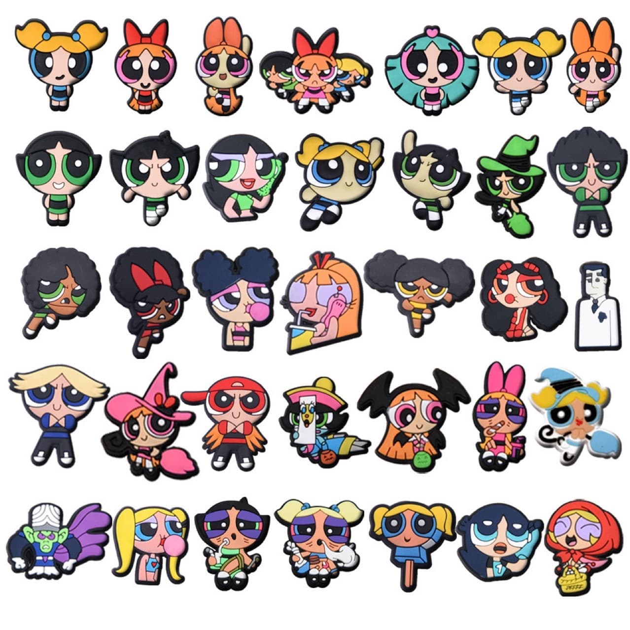 Powerpuff Girls Croc Charms Shoe Decorations Garden Shoes PVC Soft Rubber Accessories Detachable DIY Decorative Shoe Clips