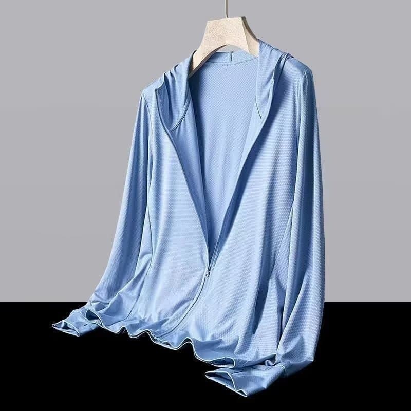Manufacturer Wholesale Mesh Ice Silk Sun Protection Shirt Men Summer Thin Cardigan Style Hooded Breathable Outdoor Fishing Jacket