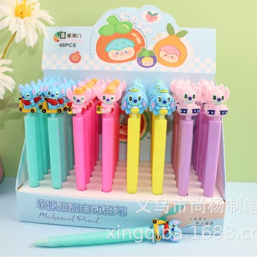 Stitch Automatic Pencil Cartoon Stitch Automatic Pencil Cute Soft Rubber Stitch Automatic Pen