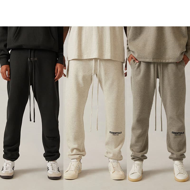 2022SS velvet pants black flocked print FOG secondary line ESSENTIALS trendy brand pants cross-border hot-selling