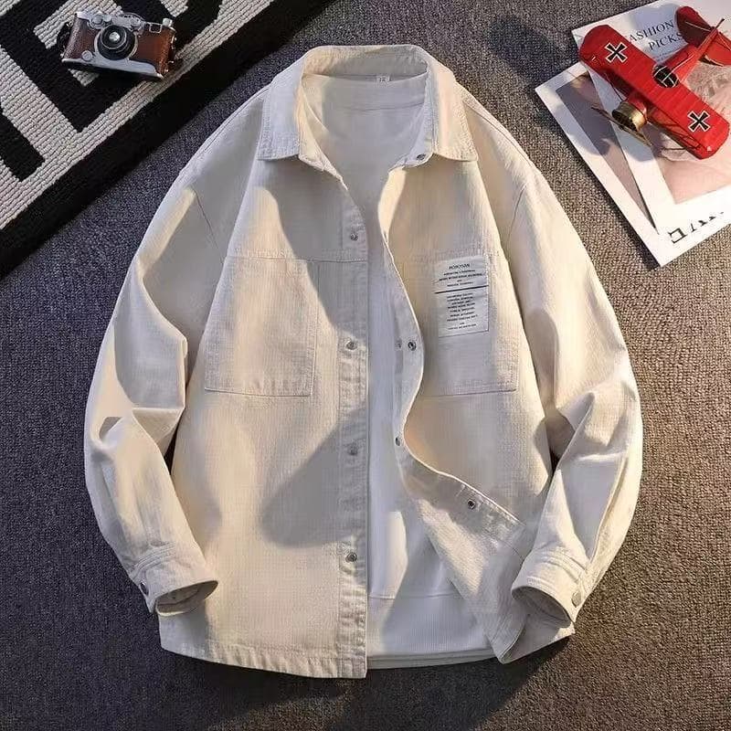 Men's Shirt Spring Autumn 2026 New Long Sleeve Japanese Style Lapel Versatile Youth Casual Work Shirt Top