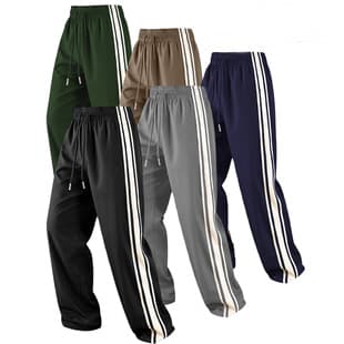 American Style Two-Stripe Sweatpants for Men, Autumn/Winter Tall Extended Length Striped Casual Athletic Pants for Teens
