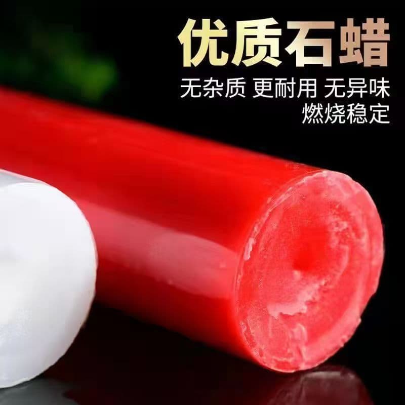 ✅ Red and White Candles for Home Use, Emergency Power Outage and Disaster Lighting, Indoor Candlelight, Smokeless and Odorless, Long Stick Wax