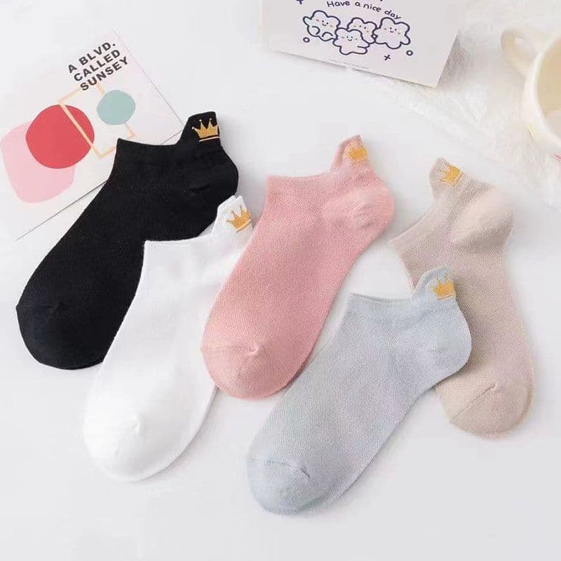 Rolled edge women's mid-calf socks, trendy spring/summer vertical stripe solid color short socks, color-block stackable socks, Japanese simple style socks