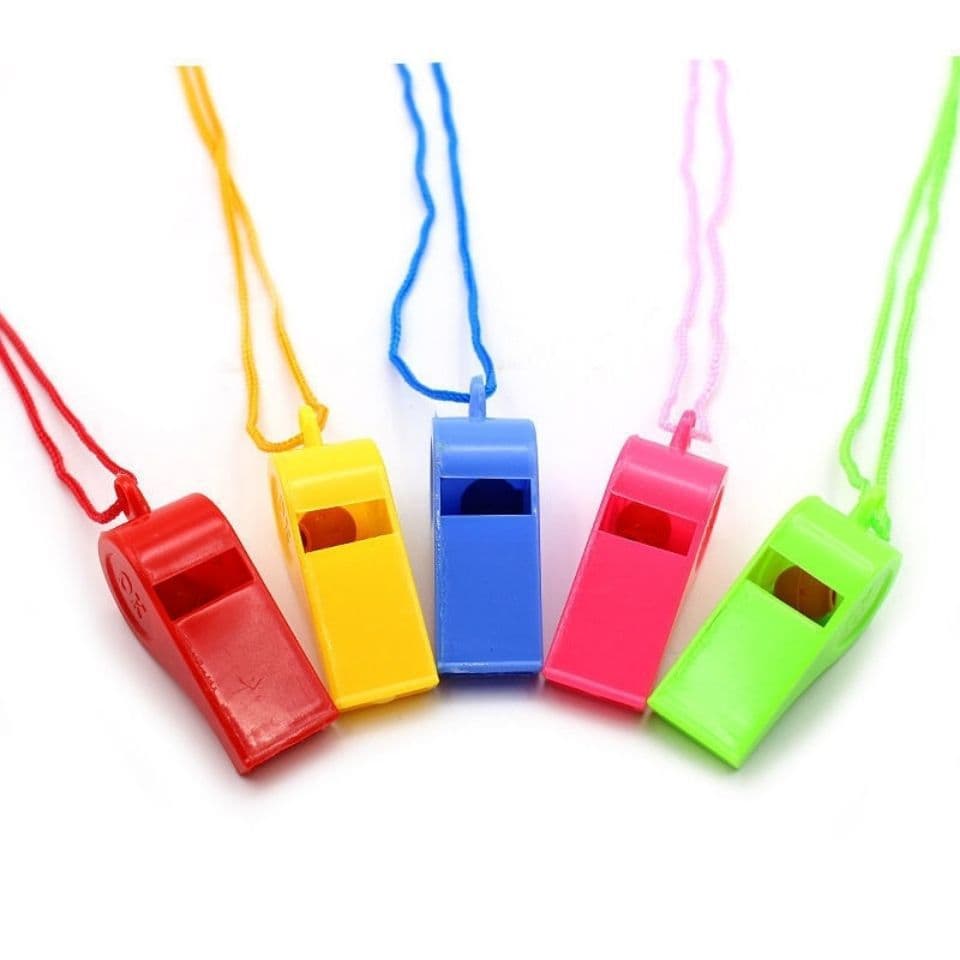 Wholesale pack of 24 plastic whistle necklaces with ropes for cheering props and children's whistle toys