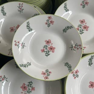 Factory Wholesale Ceramic Plate Round Dinner Plate Floral Underglaze Color Daily Household Ceramic Plate Soup Plate Export