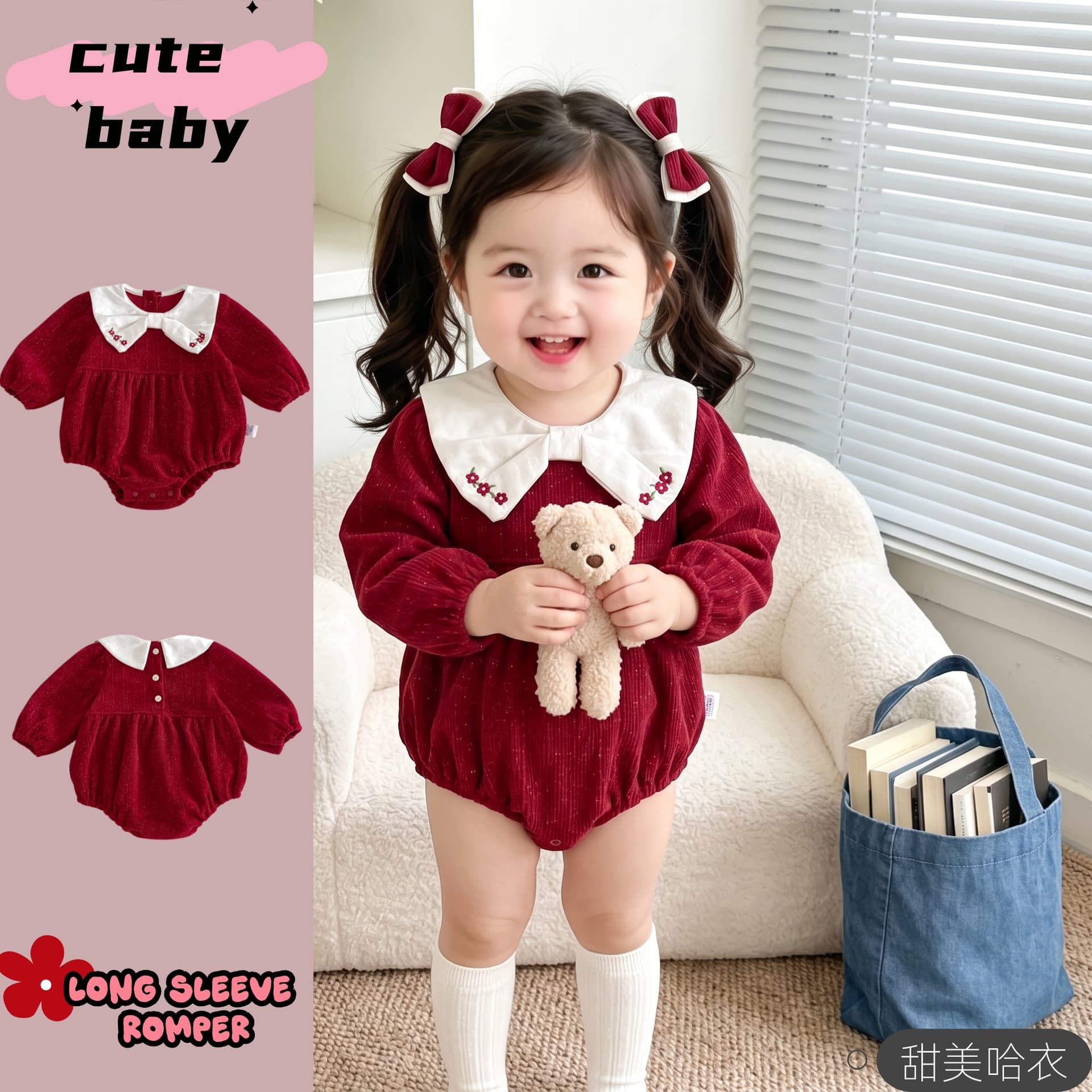2026 New Baby Girl Red Outfit Infant Princess Romper Full Moon Banquet Jumpsuit Crawling Suit 100-Day Banquet