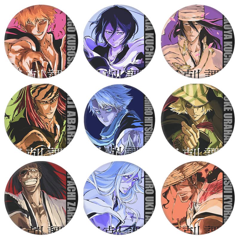 Japanese Manga Bleach Tinplate Badge Mirror Keychain Ichigo Kurosaki Rukia Kuchiki Bachi Peripherals