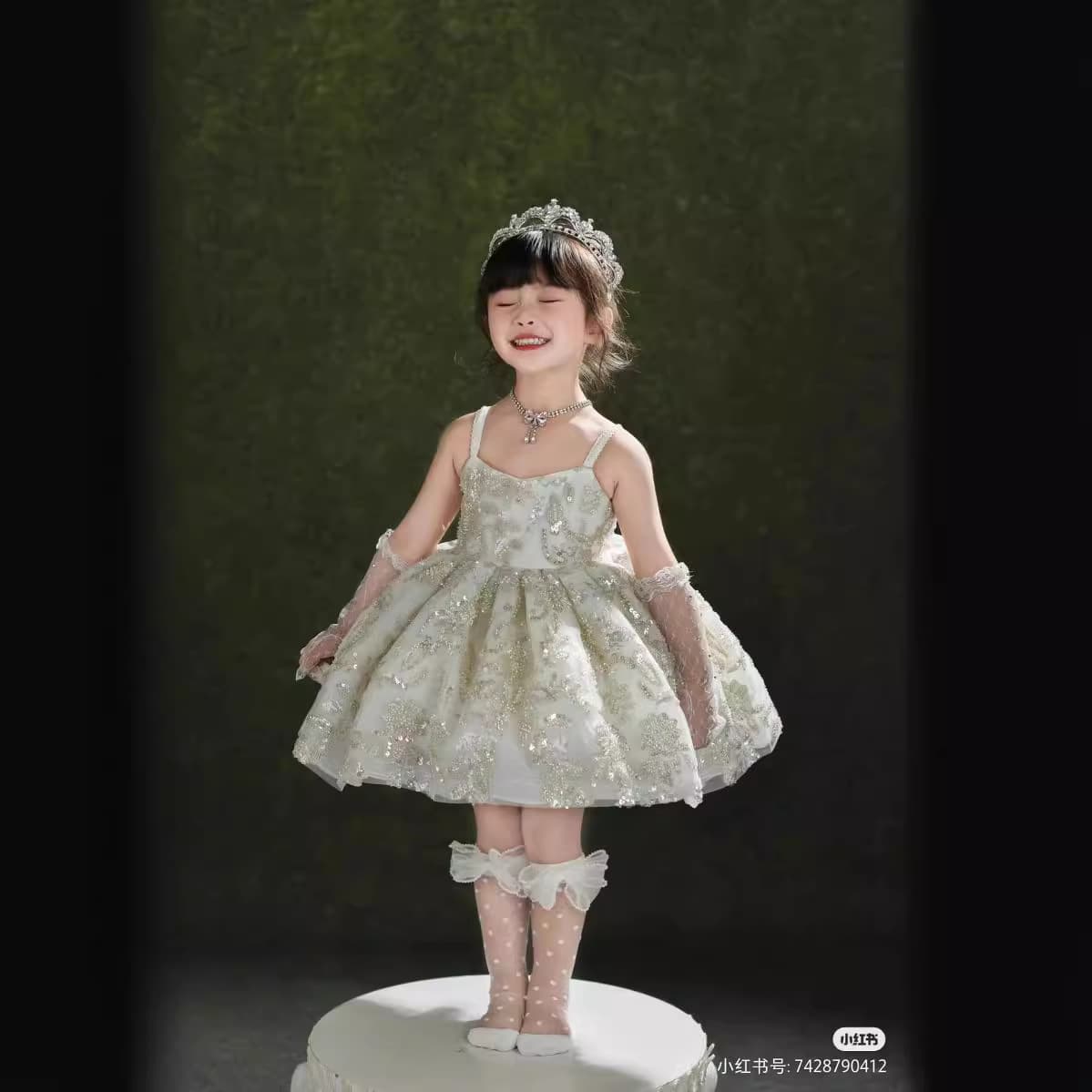 Girls Zhao Lusi Same Style Wedding Train Lolita Princess Dress Children's Birthday Gown June 1st Performance Dress