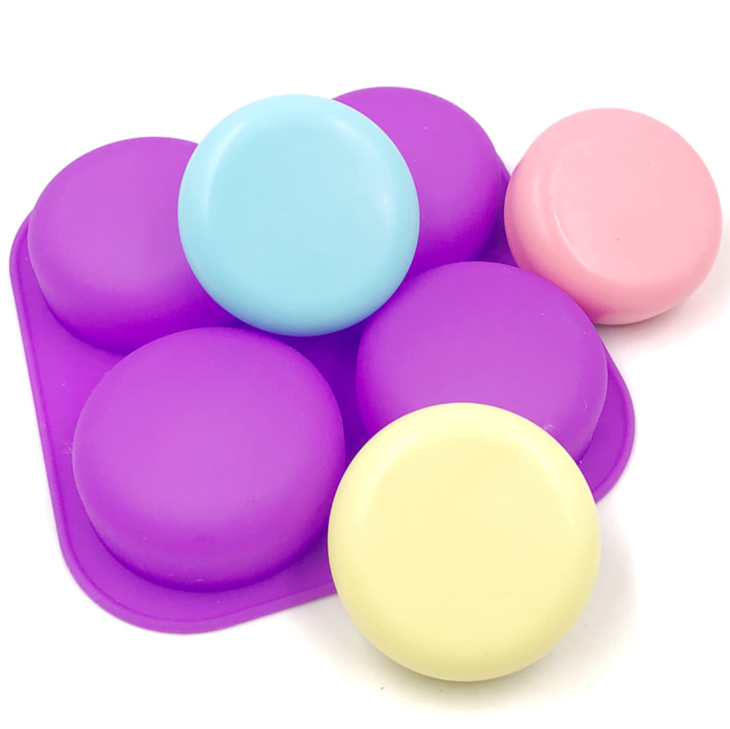 4-Cavity Round Candle Mold, DIY Soap Plaster Mold, Silicone Soap Mold for Handmade Soap