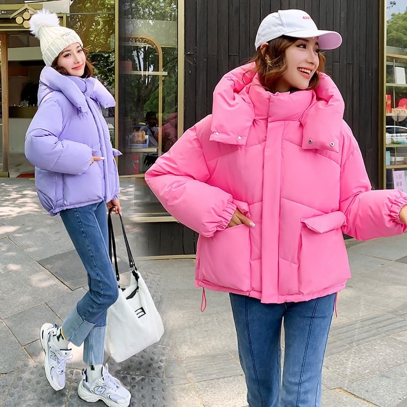 Spot 2025 new fluffy down cotton coat for women Korean version loose European and American cotton bread coat short thickened winter coat