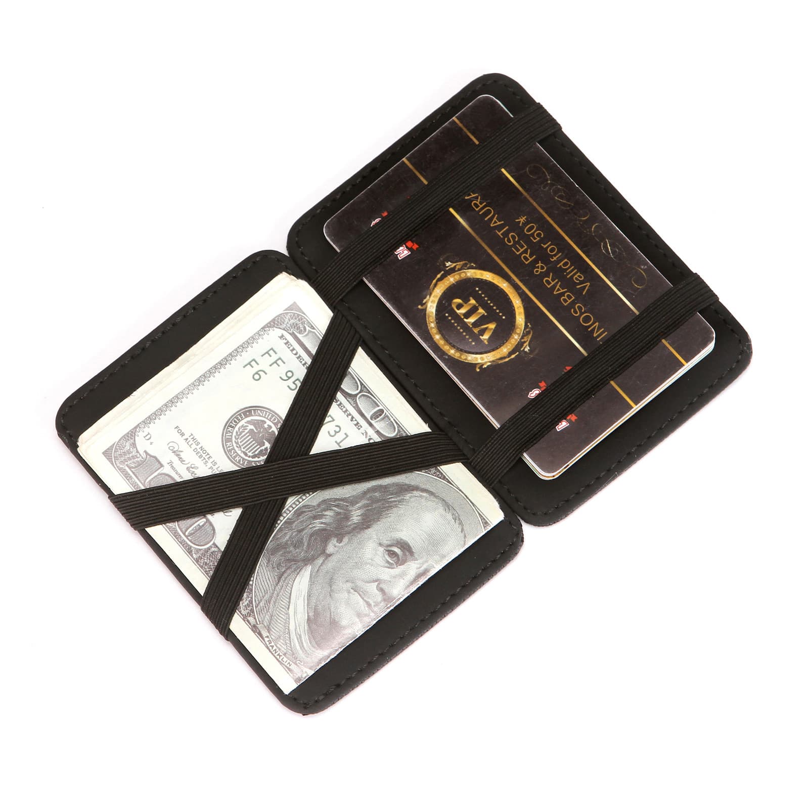 Cross-Border Hot Selling PU Men's Flip Magic Wallet Cross-Grain Leather Men's Wallet Fashion Money Clip Short Card Holder Wholesale