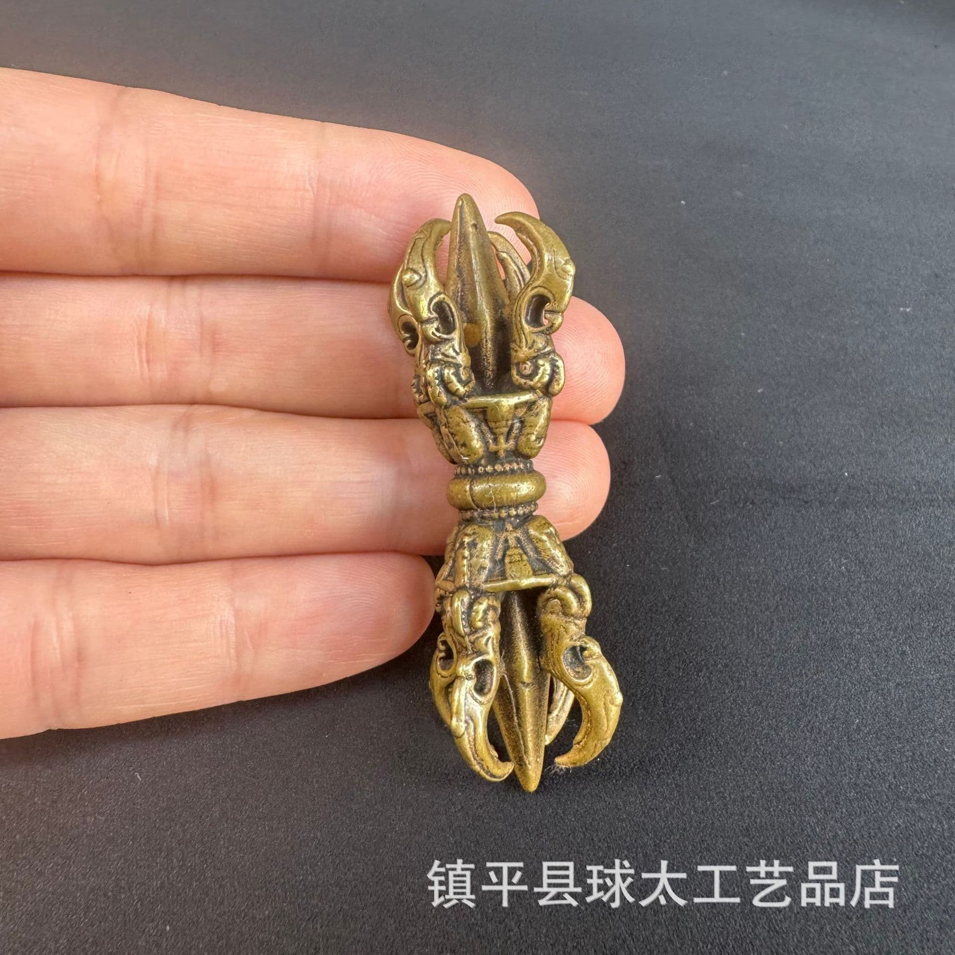 Tibetan Esoteric Iron Nine-Spoked Vajra Ornament, Collectible Accessory Vajra Pendant Tibetan Style Pendant Brass Vajra
