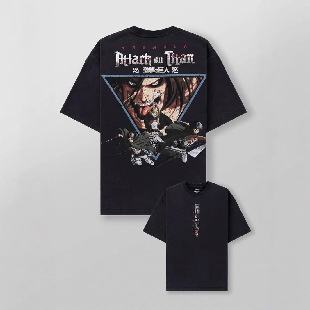 YOUNGLA Alliance Attack on Titan men's oversized T-shirt jogger sports fitness pure cotton short sleeve