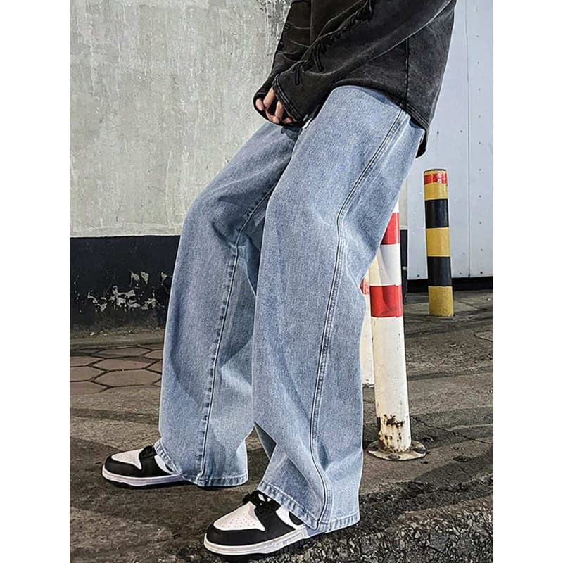 T 26019 Oversize Straight Denim Pants American High-Street Straight Jeans