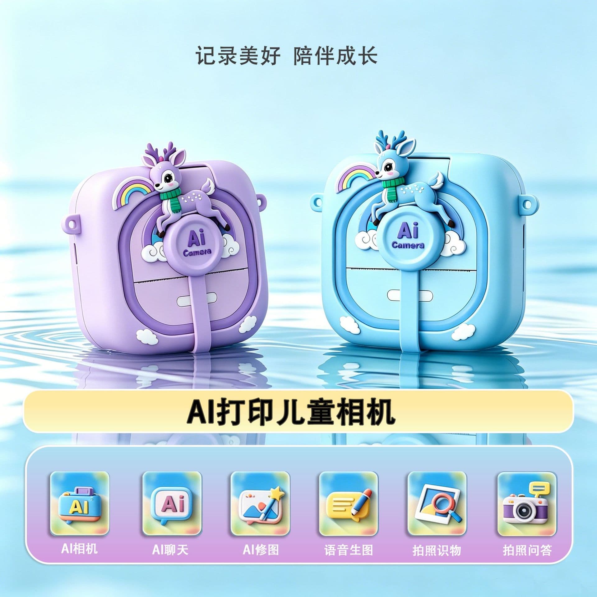 AI Smart Instant Camera with Color Printing, AI Interactive Dialogue Print Camera, Student Toy Gift