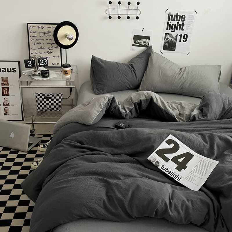 Four-piece bed set, Class A, washable cotton quilt cover for sleeping naked, solid color sheets, student dormitory three-piece fitted sheet wholesale 4