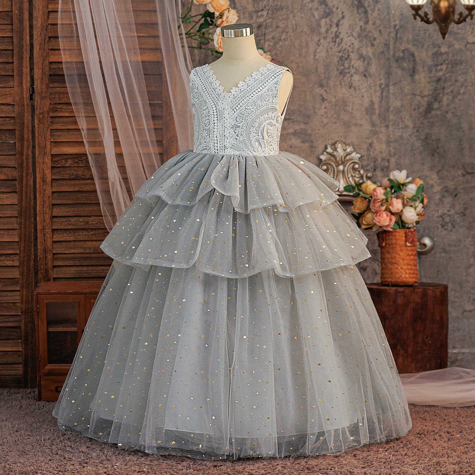 Children's Formal Dress 2026 Princess Gown for Girls, Tulle Tutu Dress for Hosting, Catwalk, Evening Gown, Birthday Dress for Girls