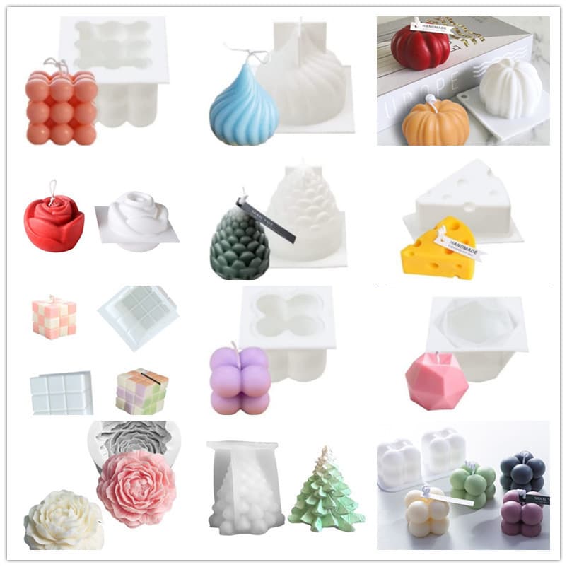 Single DIY Candle Mold Silicone Rubik's Cube Mold Pinecone Onion Head Rose Pumpkin Multiple Molds
