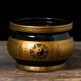 Taoist Incense Burner Ceramic Bagua Taiji for Home Indoor Buddha Worship Incense Burner Bowl Yin Yang Fish Temple