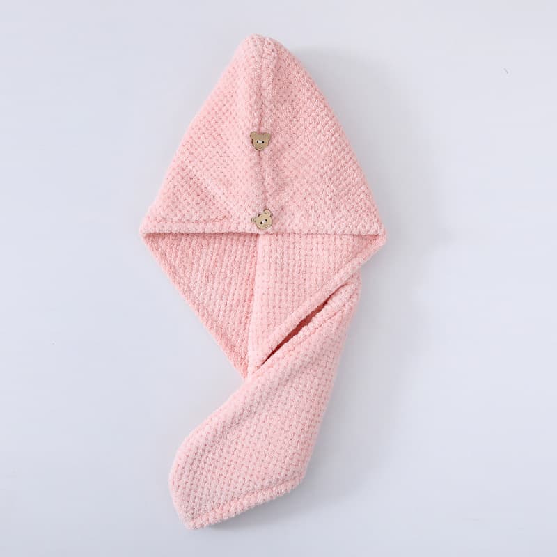 Double-layer hair drying cap for women, extra thick, super absorbent, quick-drying, no-blow shower cap, two colors, adult home hair drying cover/head towel
