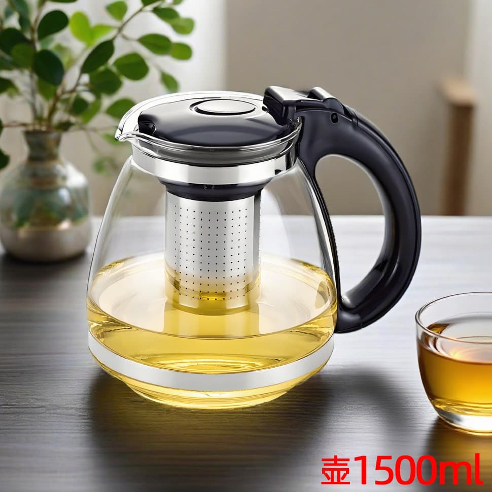 Household/outdoor large-capacity glass teapot with stainless steel filter, compatible with tea stations