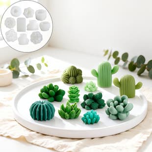 Multiple Styles Cactus Mold Cute Green Plant Succulent Aromatherapy Candle Gypsum Silicone Mold Cactus Ball Ornament Mold