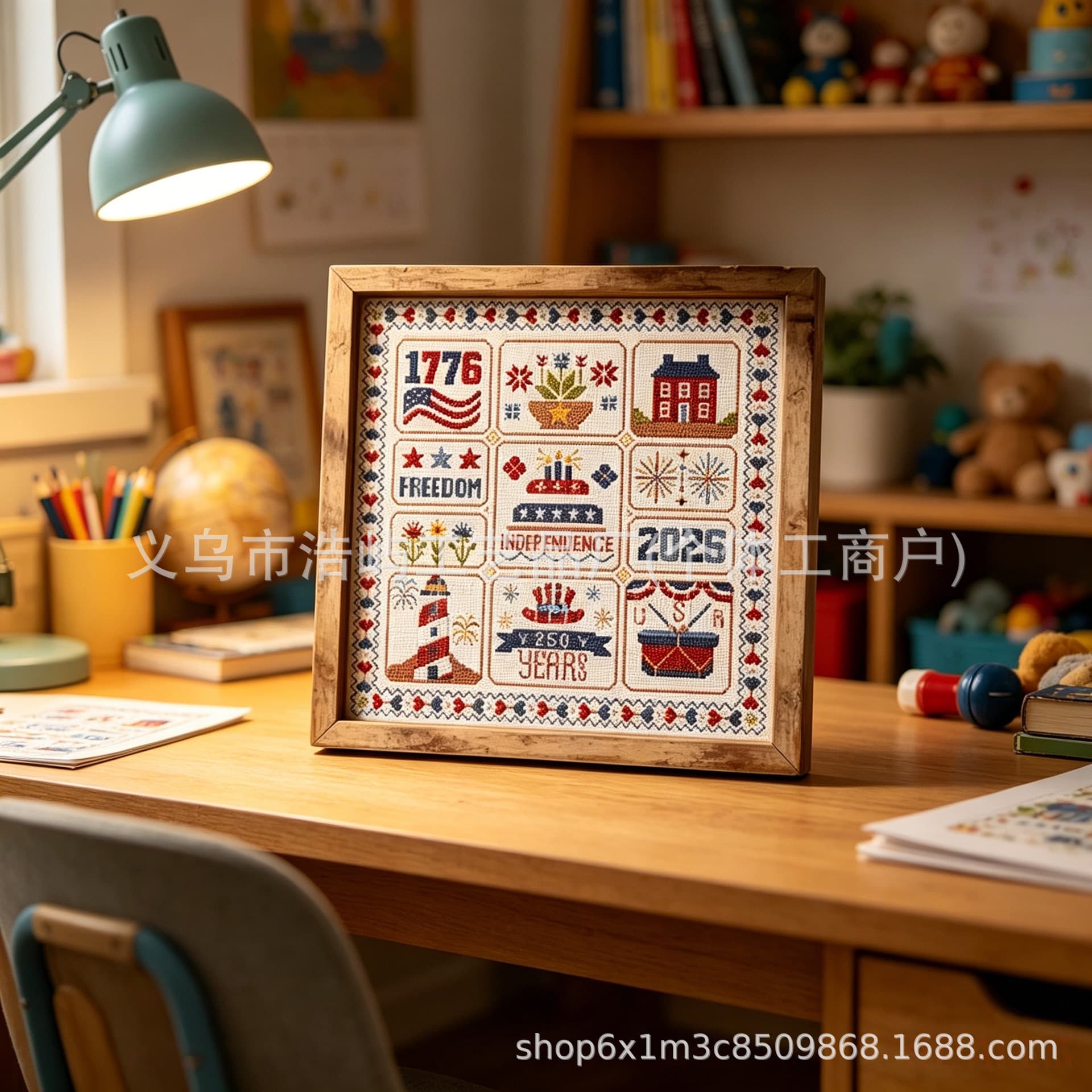 Cross-border New Patriotic Wood Wall Decor Independence Day Printed Decorative Painting Wooden Craft