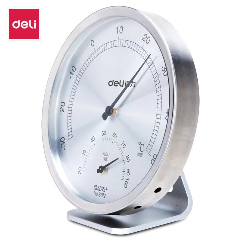 Deli temperature and humidity meter high-precision indoor hanging and standing thermometer for home baby room restaurant factory greenhouse
